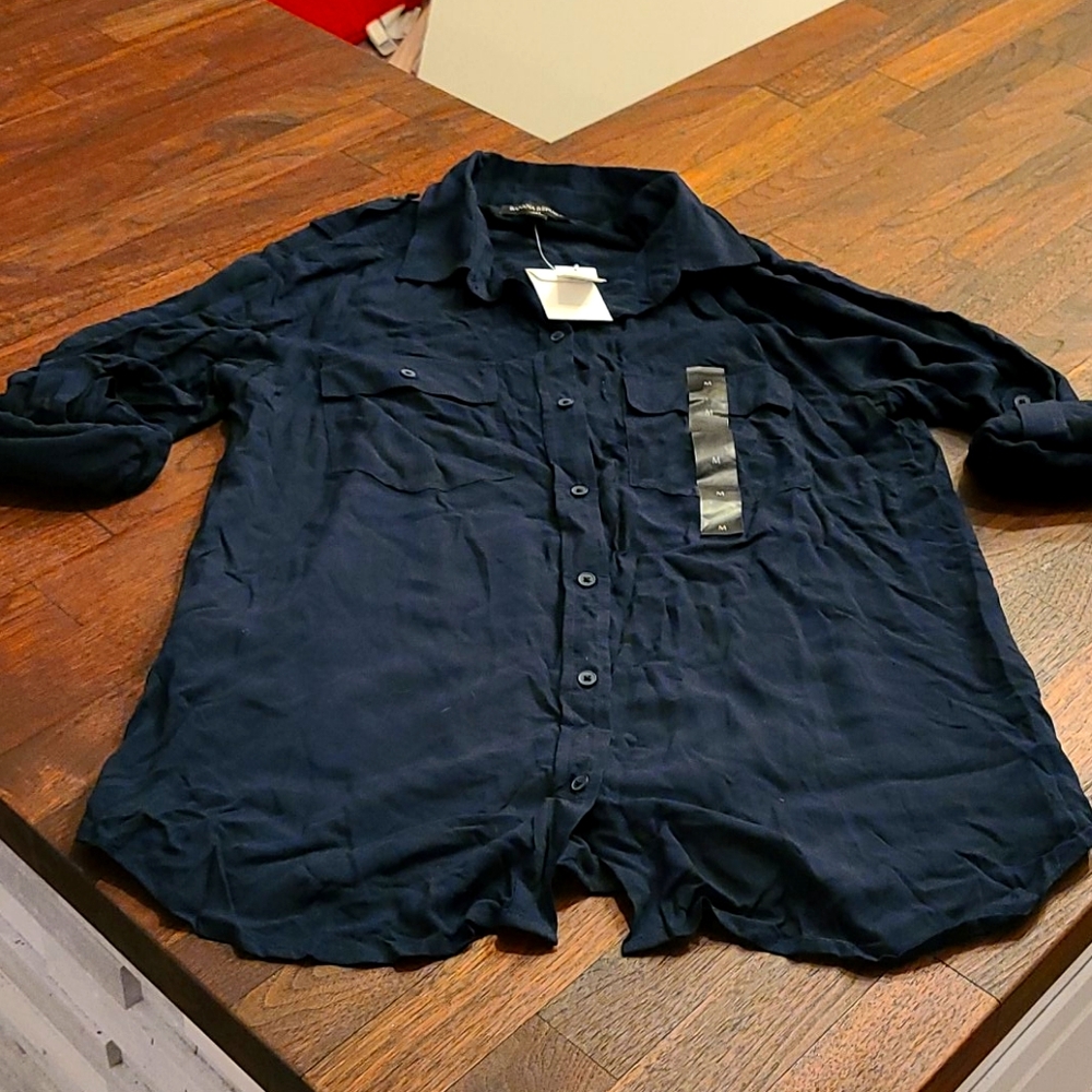 Navy button down shirt